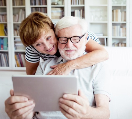 image of patients accessing patient access via a tablet